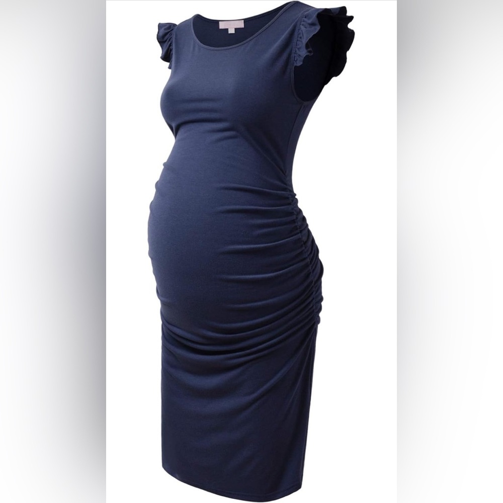 Navy, Maroon, and Green Maternity Dresses (Bundle of 3)